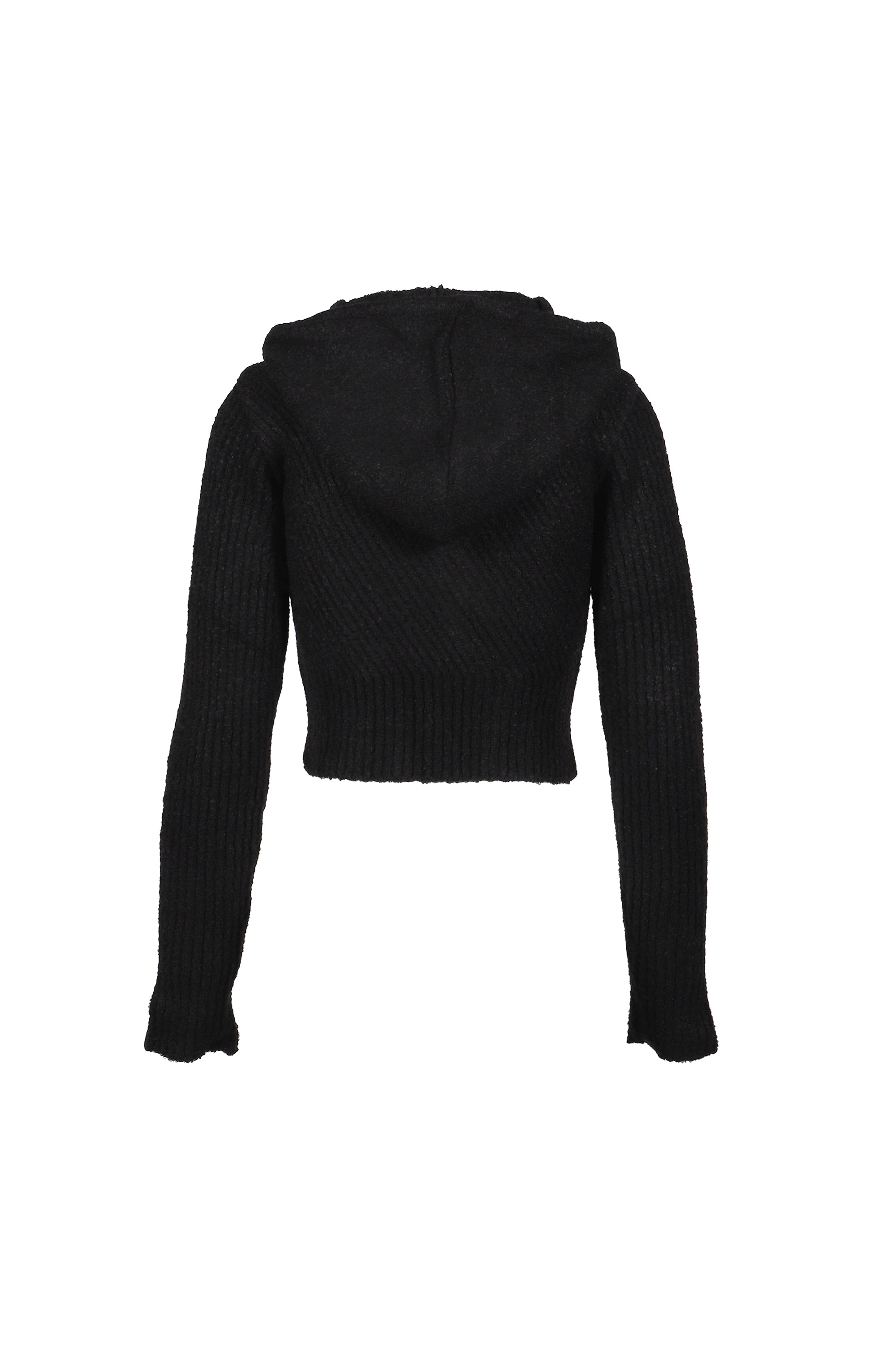 VACANT Archive FW25 MORO KNITTED HOODIE ZIP-UP / BLACK - NUBIAN