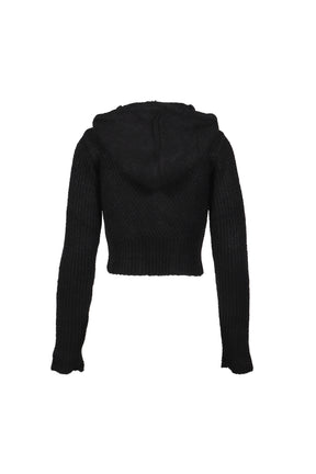 MORO KNITTED HOODIE ZIP-UP / BLK
