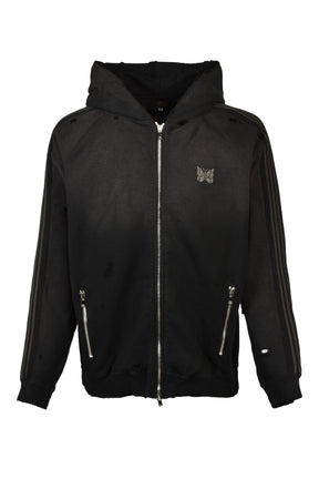 ZIPPED TRACK HOODY - COTTON JERSEY / DAMAGED (20TH EXCLUSIVE) / BLK