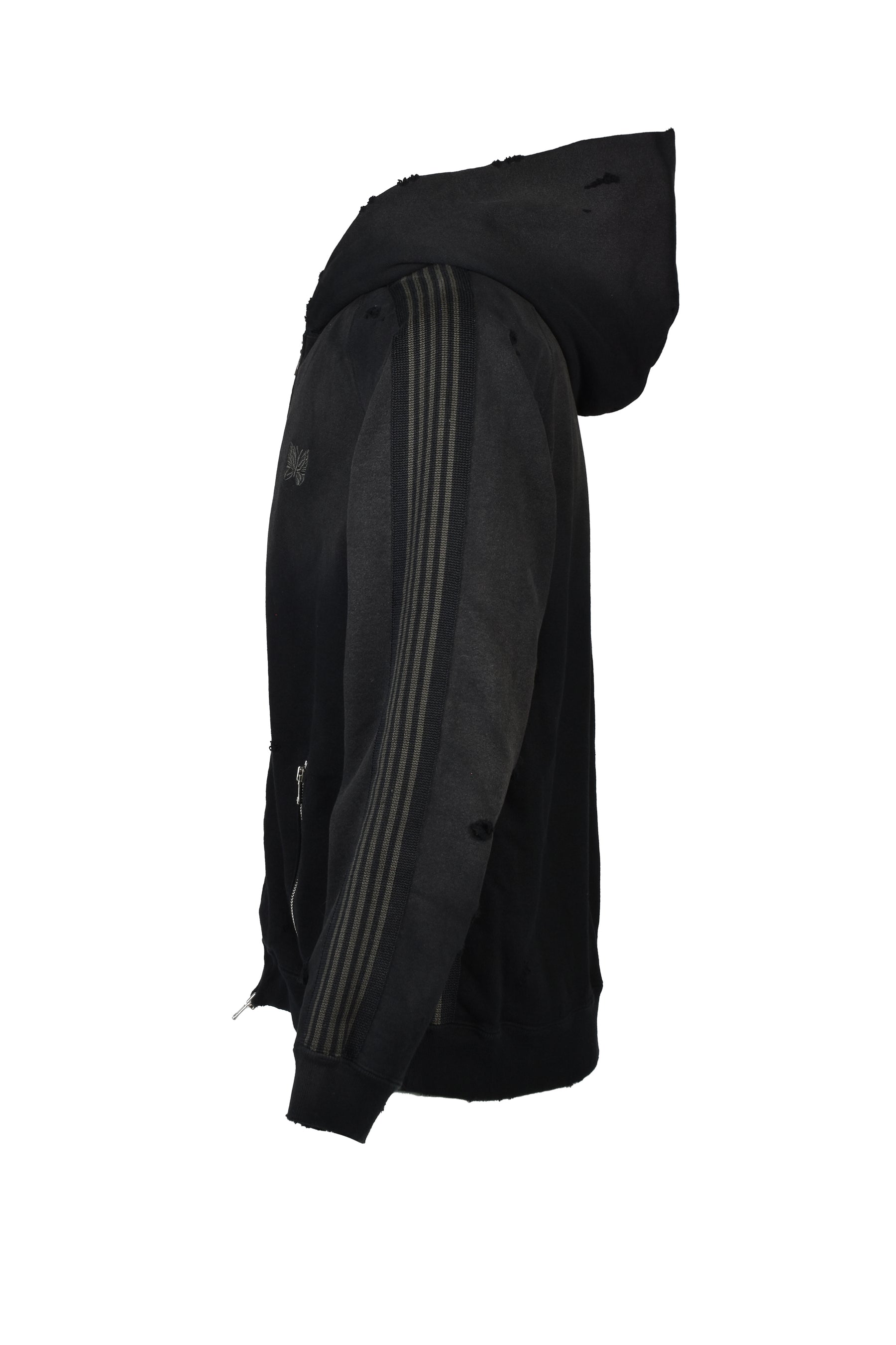 ZIPPED TRACK HOODY - COTTON JERSEY / DAMAGED (20TH EXCLUSIVE) / BLK