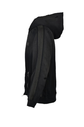 ZIPPED TRACK HOODY - COTTON JERSEY / DAMAGED (20TH EXCLUSIVE) / BLK