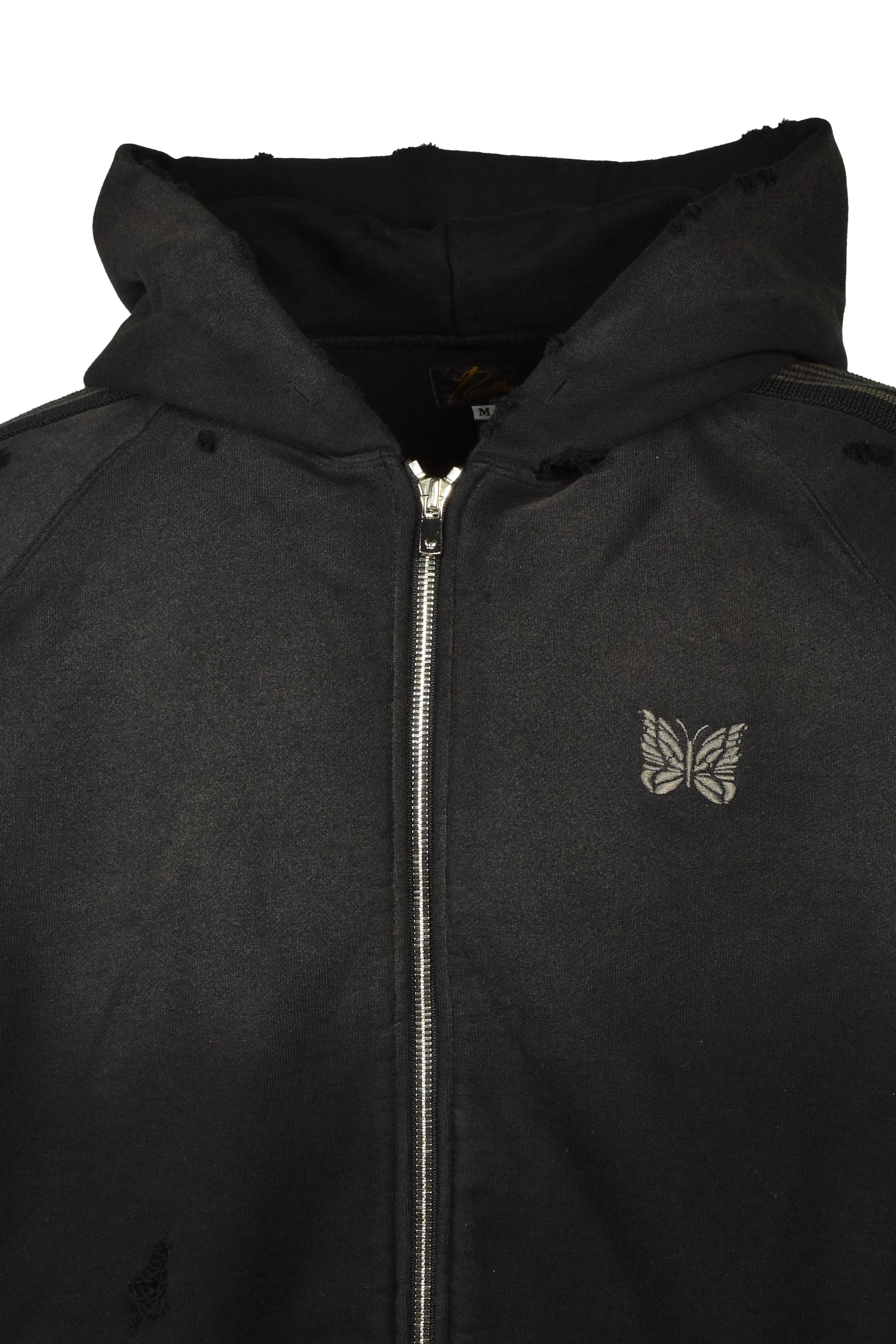 ZIPPED TRACK HOODY - COTTON JERSEY / DAMAGED (20TH EXCLUSIVE) / BLK