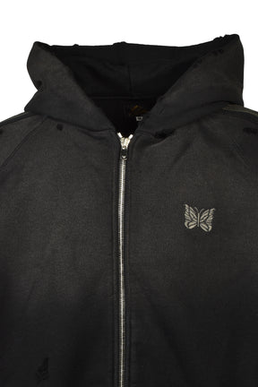 ZIPPED TRACK HOODY - COTTON JERSEY / DAMAGED (20TH EXCLUSIVE) / BLK