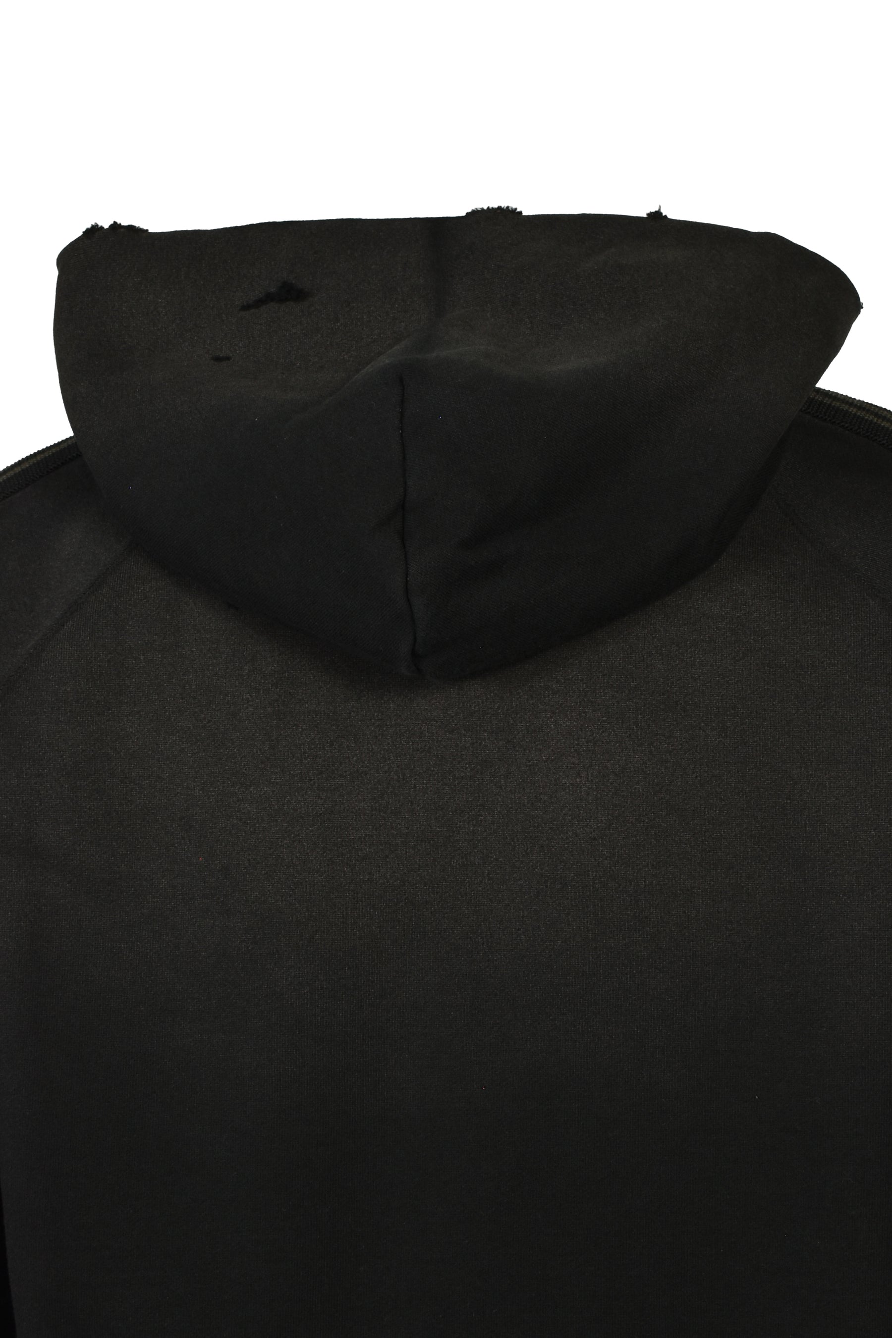 ZIPPED TRACK HOODY - COTTON JERSEY / DAMAGED (20TH EXCLUSIVE) / BLK