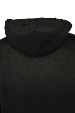 ZIPPED TRACK HOODY - COTTON JERSEY / DAMAGED (20TH EXCLUSIVE) / BLK