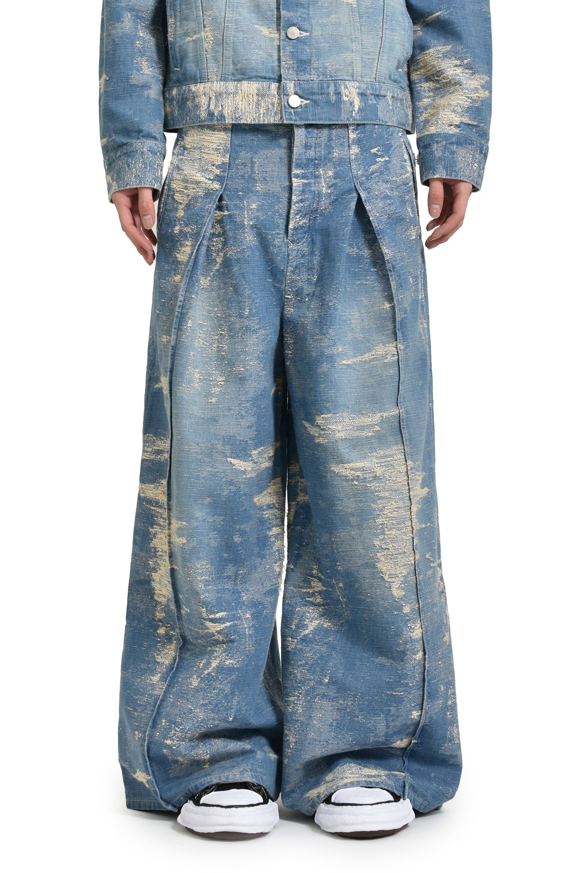 DENIM WIDE SLACKS / IND BLEACH