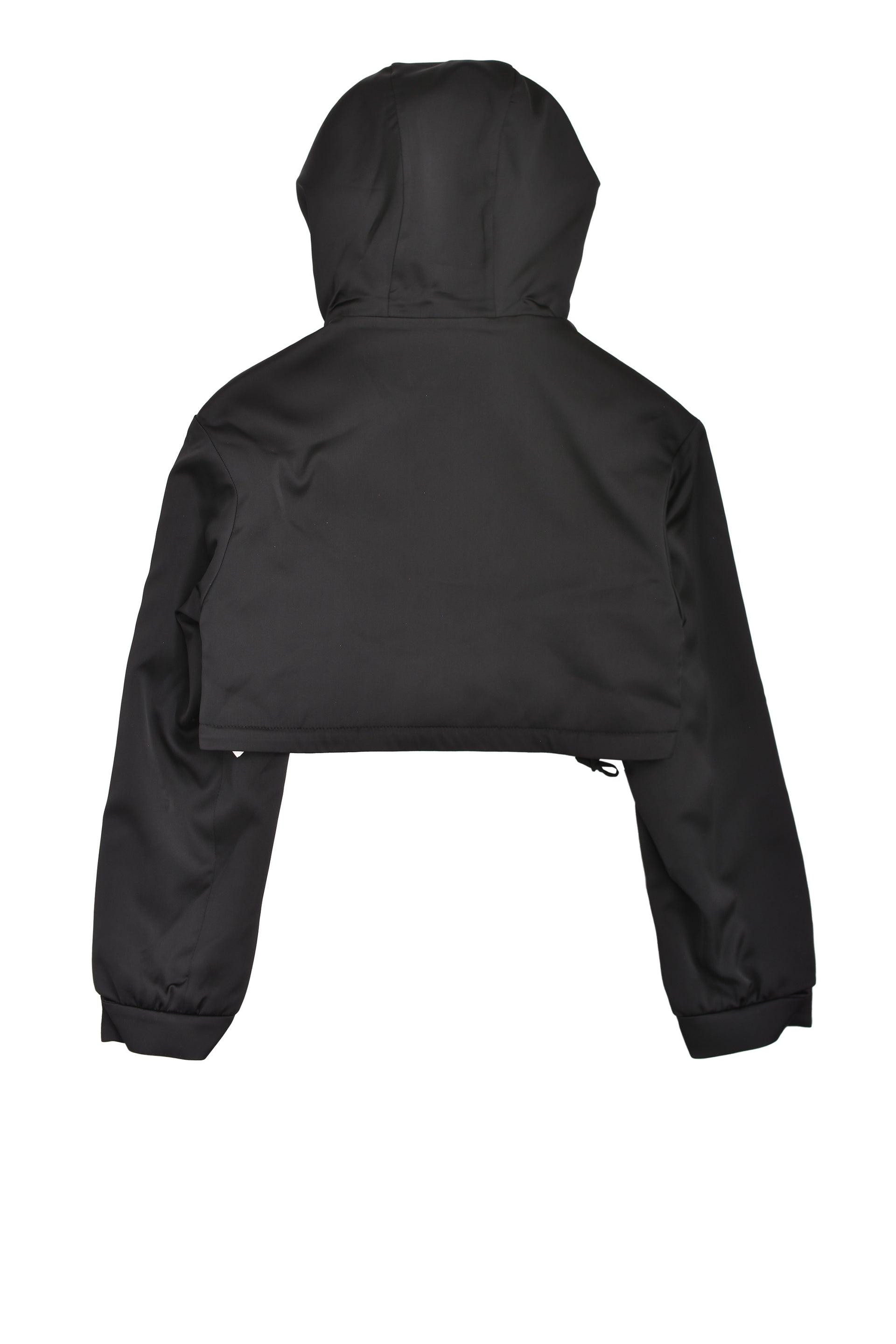 BLACK WOMENS SATIN CROPPED HOODIE WINDBREAKER / BLK