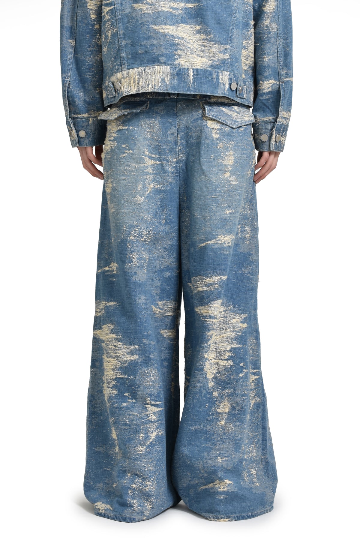 DENIM WIDE SLACKS / IND BLEACH