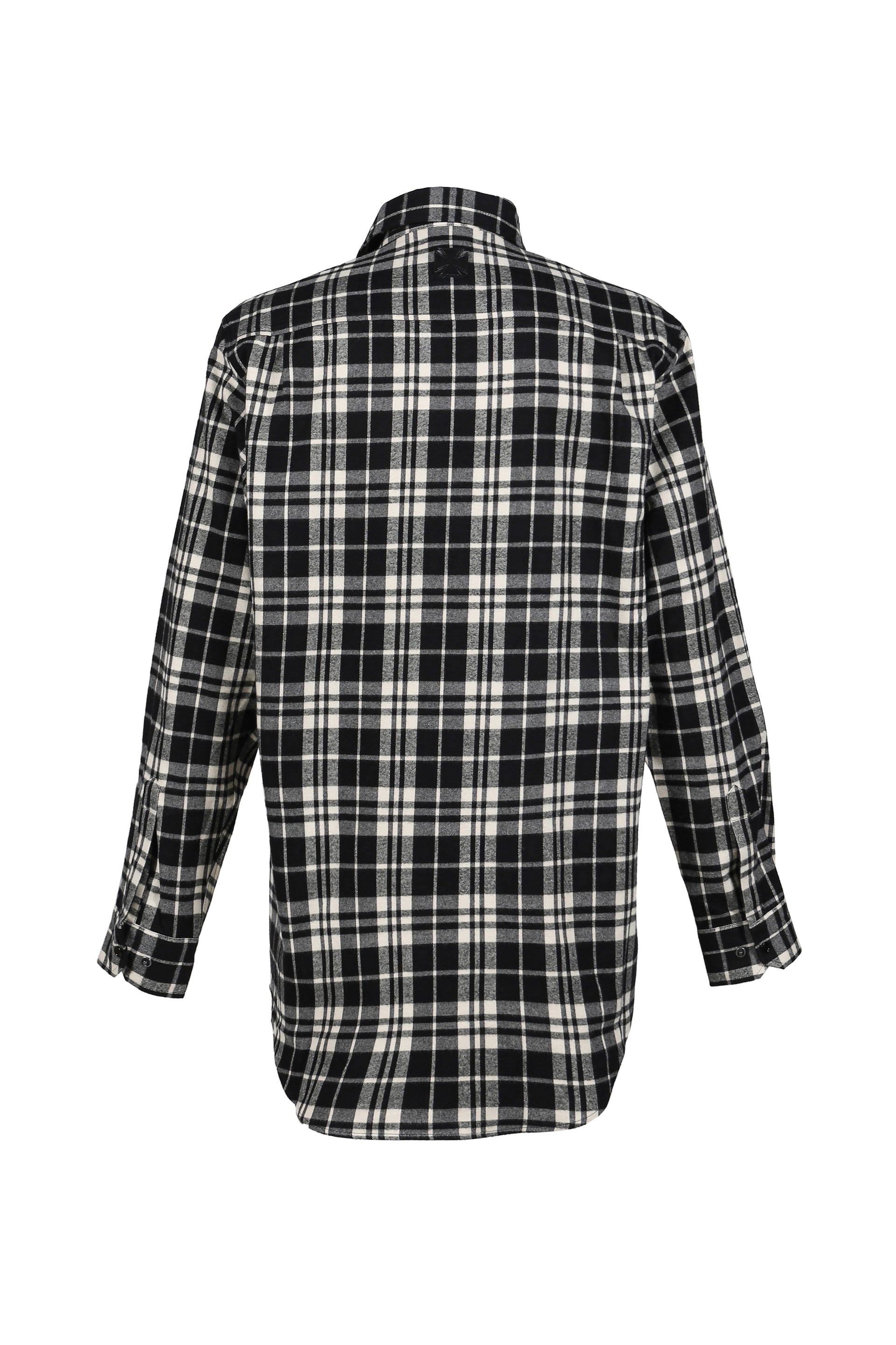LEATHER CROSS FLANNEL SHIRT / BLK CRM CHECK