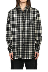 LEATHER CROSS FLANNEL SHIRT / BLK CRM CHECK