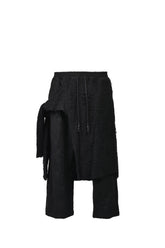 DAMAGE JACQUARD WIDE CROPPED PANTS / BLK