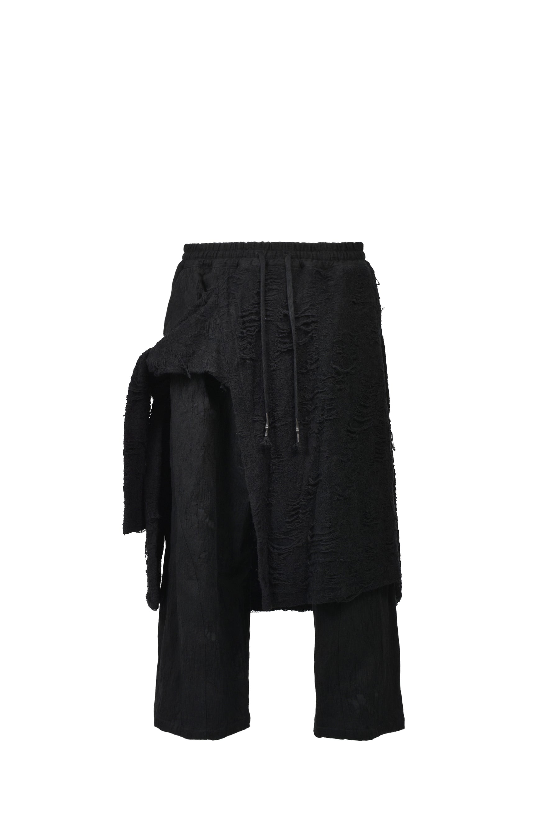 DAMAGE JACQUARD WIDE CROPPED PANTS / BLK