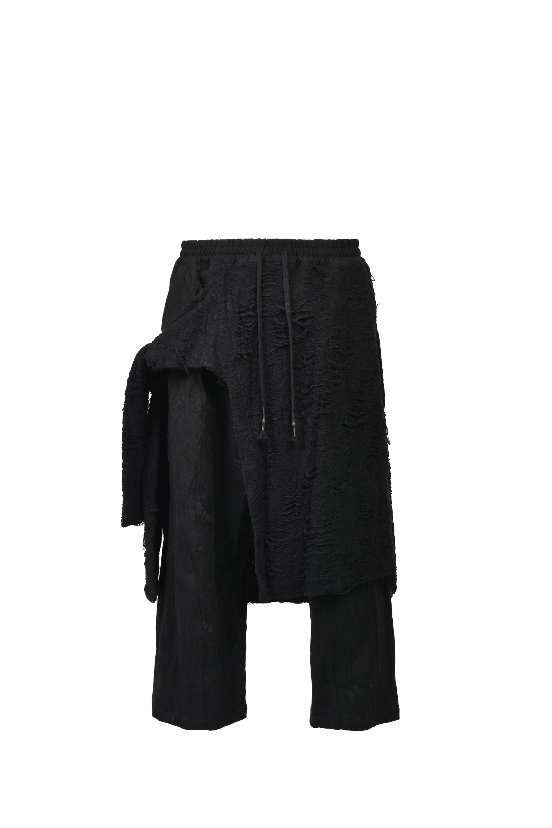DAMAGE JACQUARD WIDE CROPPED PANTS / BLK