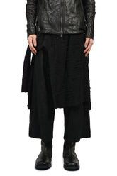 DAMAGE JACQUARD WIDE CROPPED PANTS / BLK
