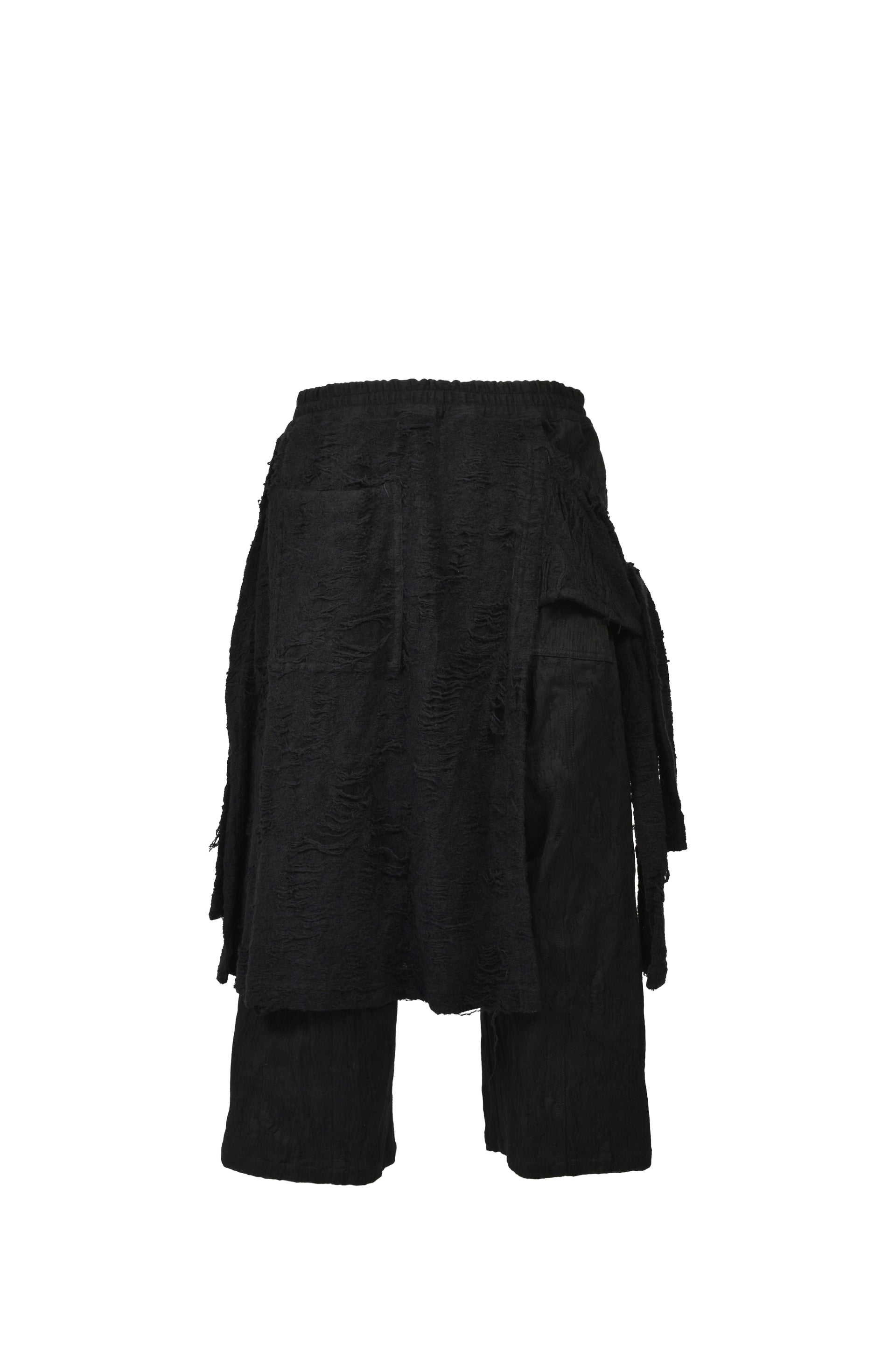 DAMAGE JACQUARD WIDE CROPPED PANTS / BLK