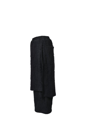 DAMAGE JACQUARD WIDE CROPPED PANTS / BLK