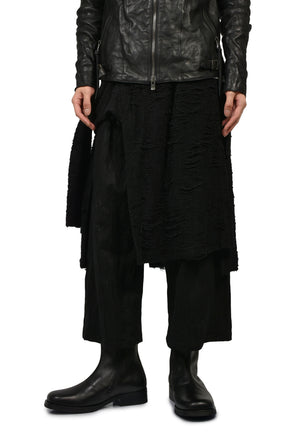 DAMAGE JACQUARD WIDE CROPPED PANTS / BLK