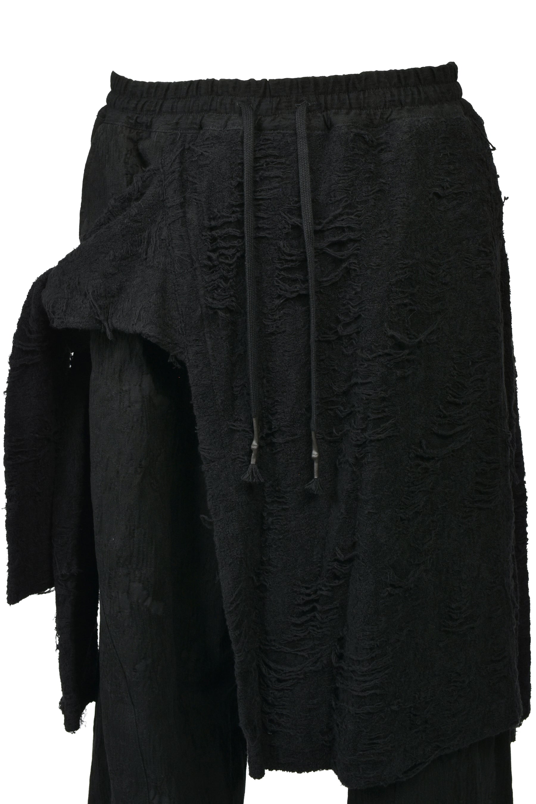 DAMAGE JACQUARD WIDE CROPPED PANTS / BLK