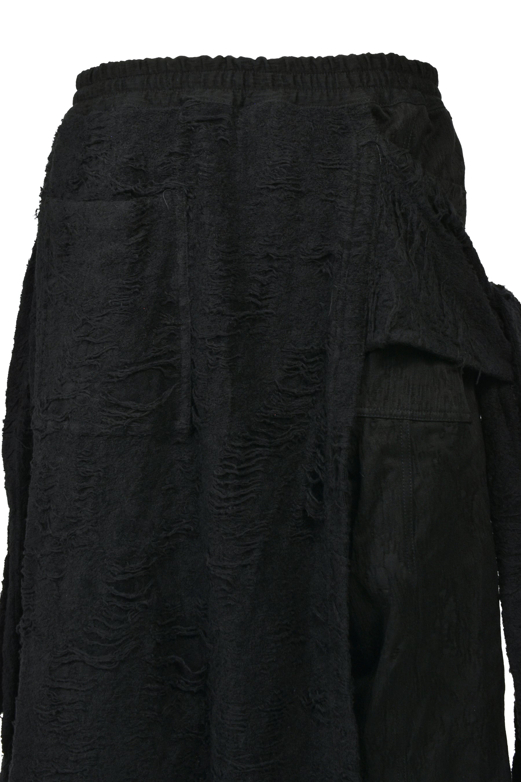 DAMAGE JACQUARD WIDE CROPPED PANTS / BLK