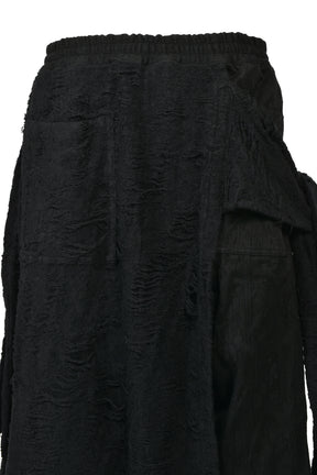 DAMAGE JACQUARD WIDE CROPPED PANTS / BLK