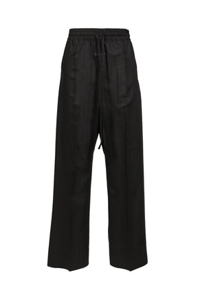 WIDE LEG DRAWSTRING PANTS / BLK STRIPED