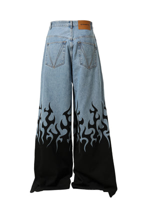 FLAME PRINT BAGGY JEANS / L.BLU