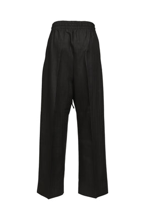 WIDE LEG DRAWSTRING PANTS / BLK STRIPED