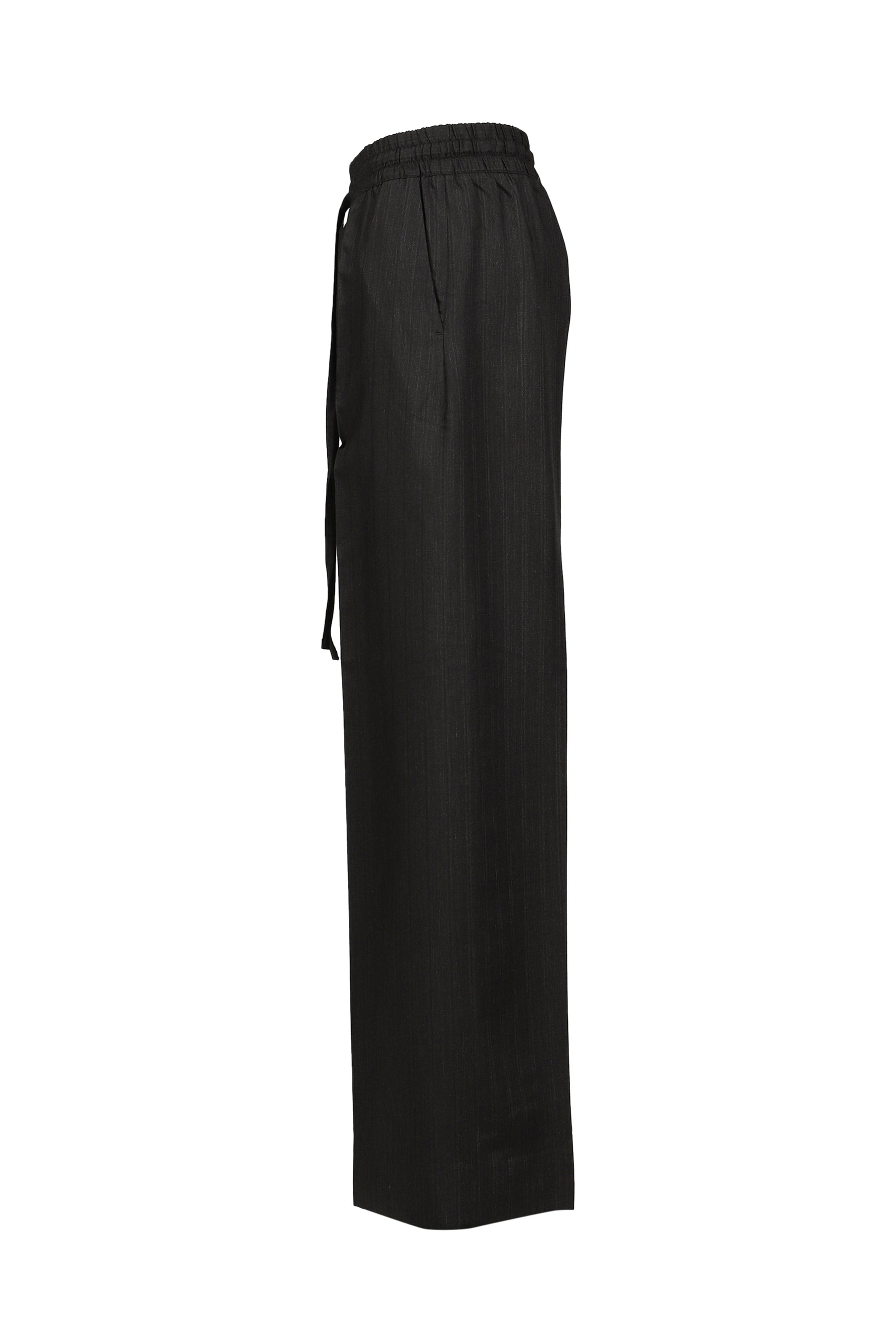 WIDE LEG DRAWSTRING PANTS / BLK STRIPED