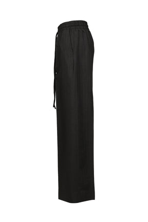 WIDE LEG DRAWSTRING PANTS / BLK STRIPED