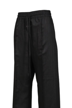 WIDE LEG DRAWSTRING PANTS / BLK STRIPED