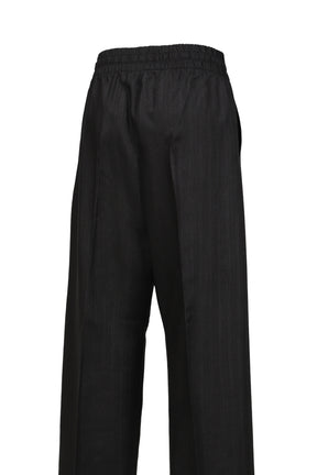 WIDE LEG DRAWSTRING PANTS / BLK STRIPED