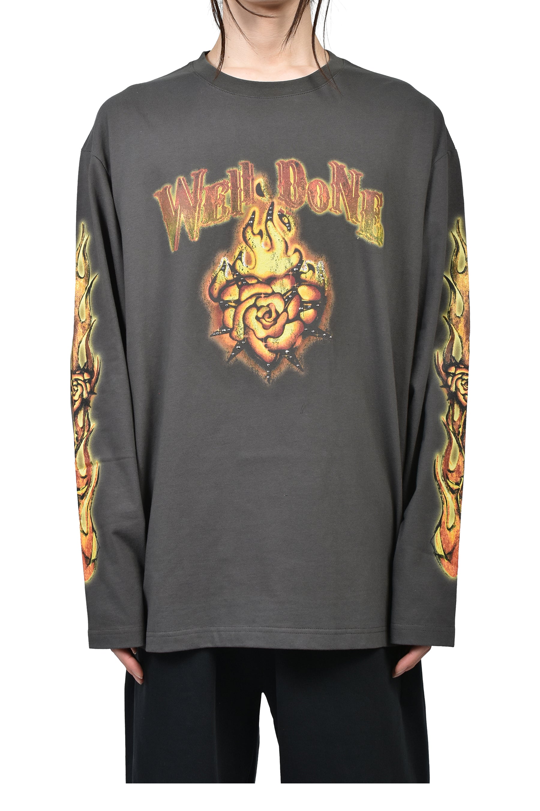 FIRE LONG-SLEEVED T-SHIRT / CHARCOAL