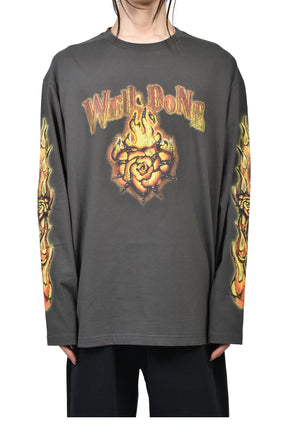 FIRE LONG-SLEEVED T-SHIRT / CHARCOAL