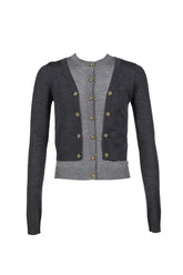 ILLUSION LAYERED CARDIGAN / DARK & LT. GRY KNIT