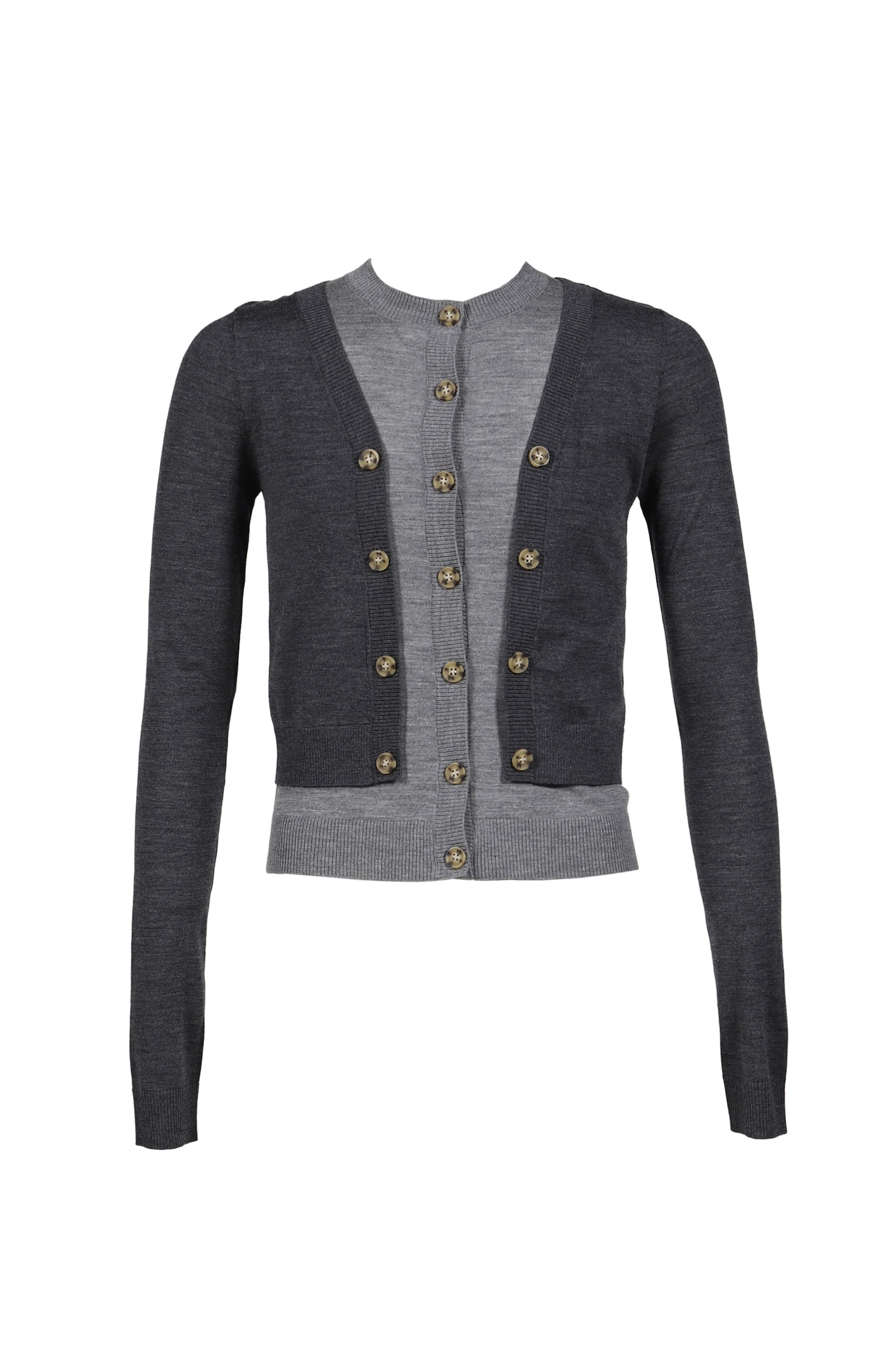 ILLUSION LAYERED CARDIGAN / DARK & LT. GRY KNIT