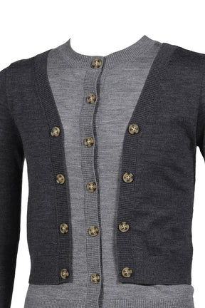 ILLUSION LAYERED CARDIGAN / DARK & LT. GRY KNIT