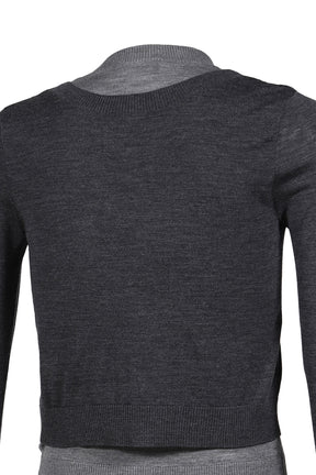 ILLUSION LAYERED CARDIGAN / DARK & LT. GRY KNIT
