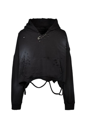 CROPPED LOOSE HOOD / FADED BLK