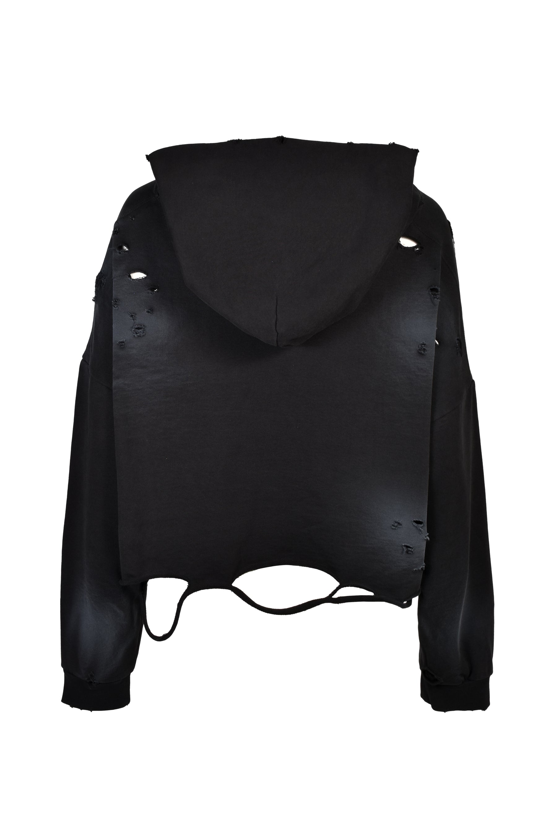 CROPPED LOOSE HOOD / FADED BLK