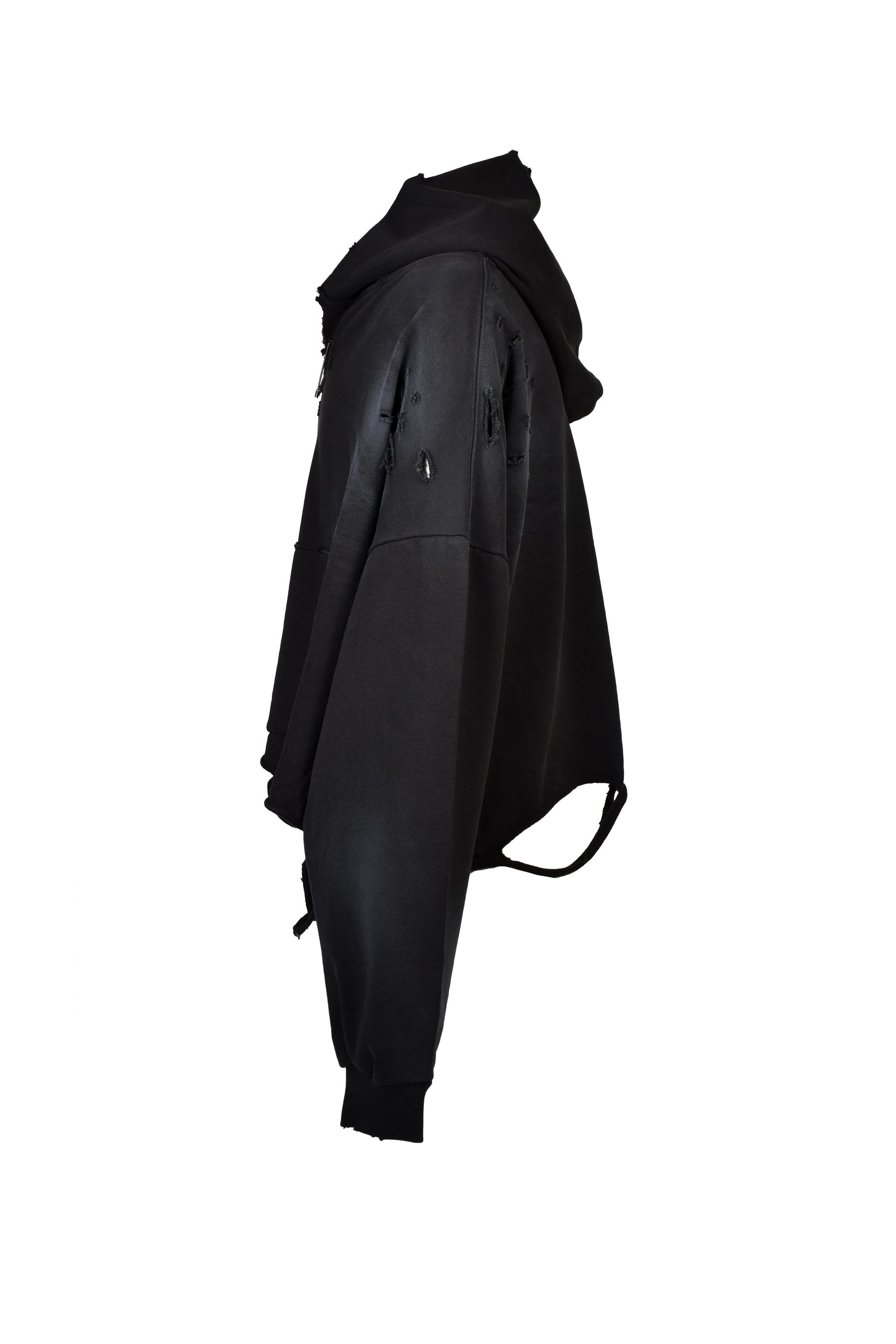 CROPPED LOOSE HOOD / FADED BLK