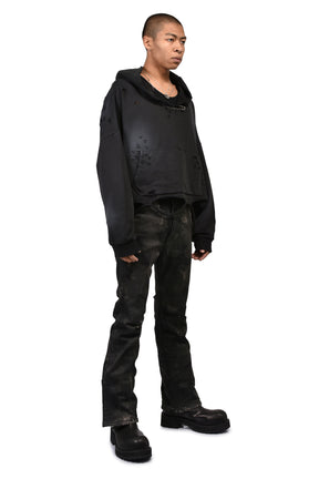 CROPPED LOOSE HOOD / FADED BLK