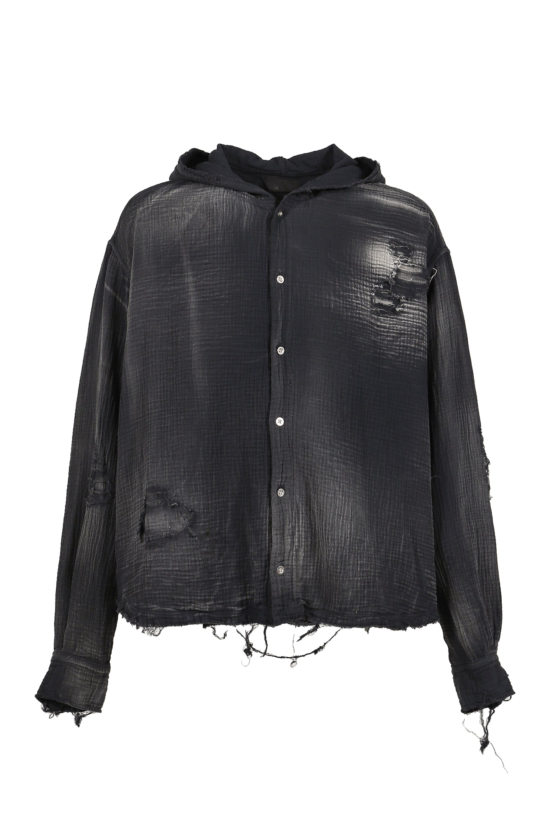 HOODED SHIRT / WASHED BLACK