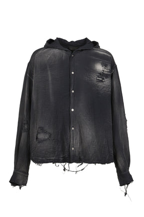 HOODED SHIRT / WASHED BLACK