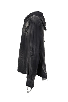 HOODED SHIRT / WASHED BLACK