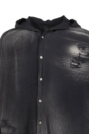 HOODED SHIRT / WASHED BLACK