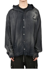 HOODED SHIRT / WASHED BLACK