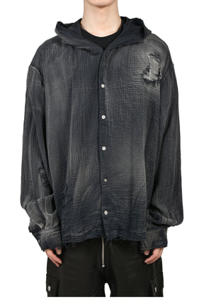 HOODED SHIRT / WASHED BLACK