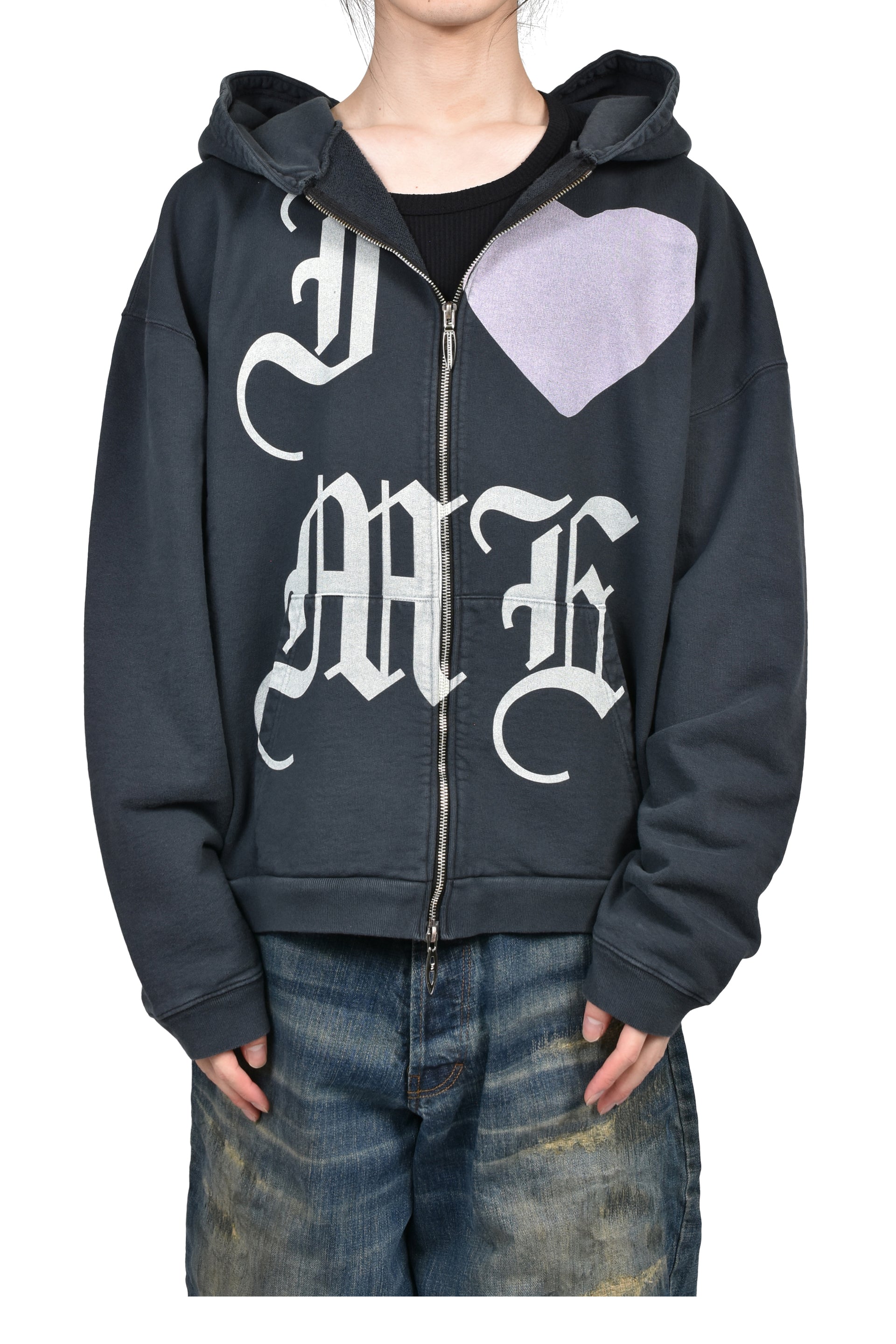 LOVE ME ZIP HOODIE / BLK