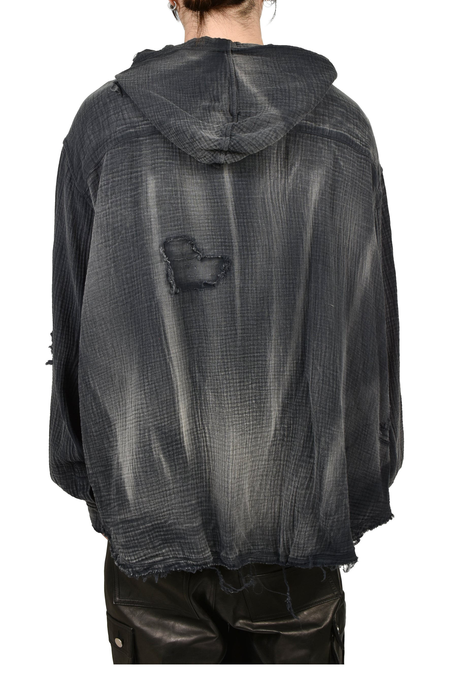 HOODED SHIRT / WASHED BLACK