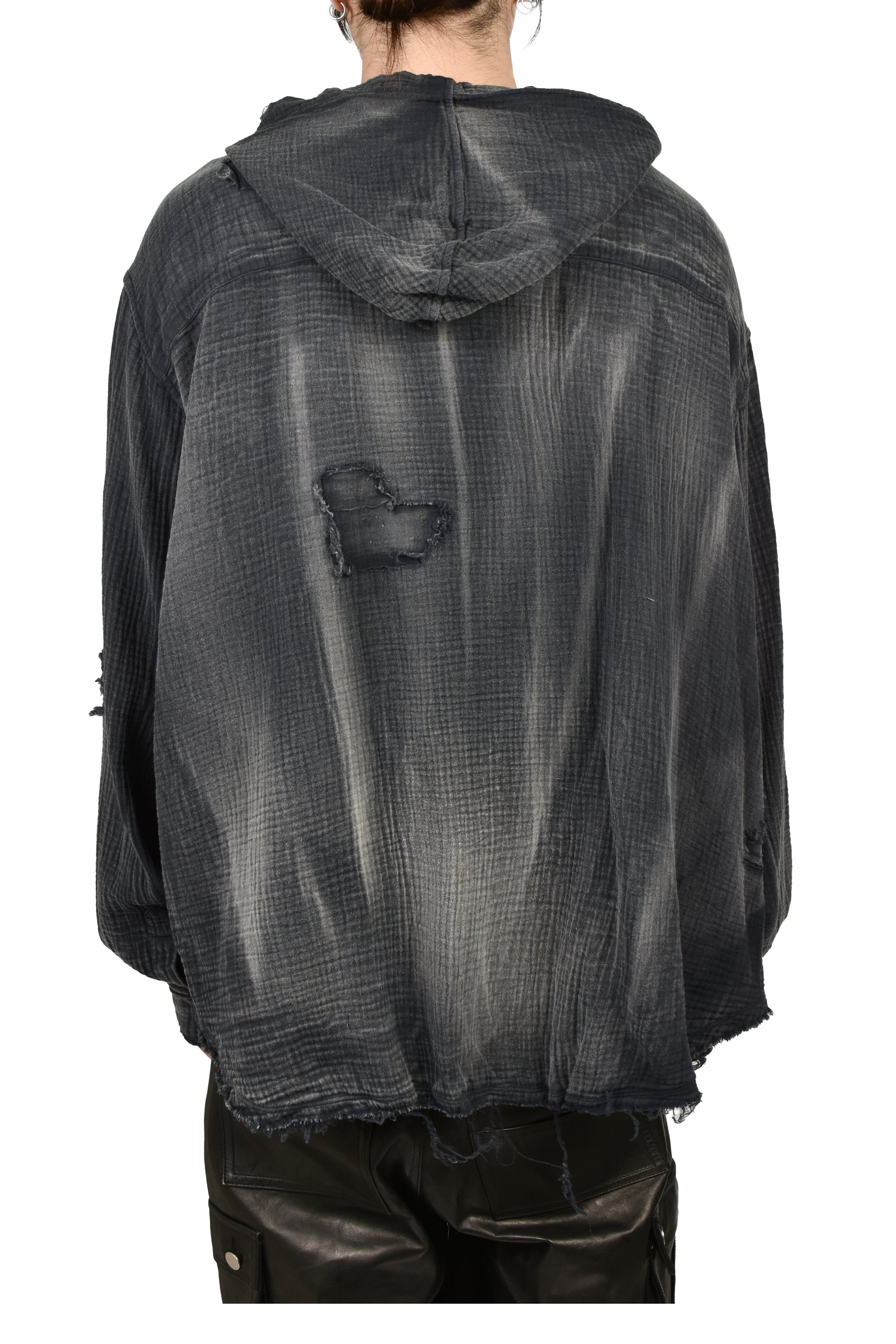 HOODED SHIRT  / WASHED BLK